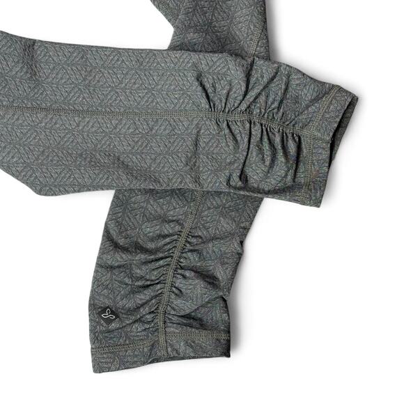 prAna Misty Full Ankle Leggings Shirred Jacquard Gray Texture Activewear Women L - Picture 3 of 8